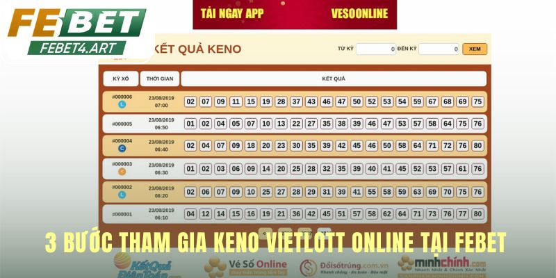 Tham gia Keno Vietlott online với 3 bước đăng ký và đặt cược